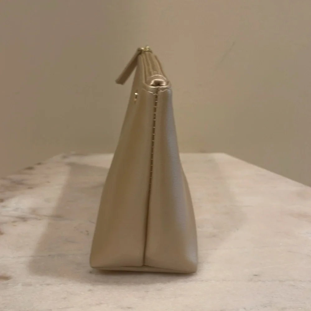 Bvlgari metallic gold faux leather cosmetics bag
